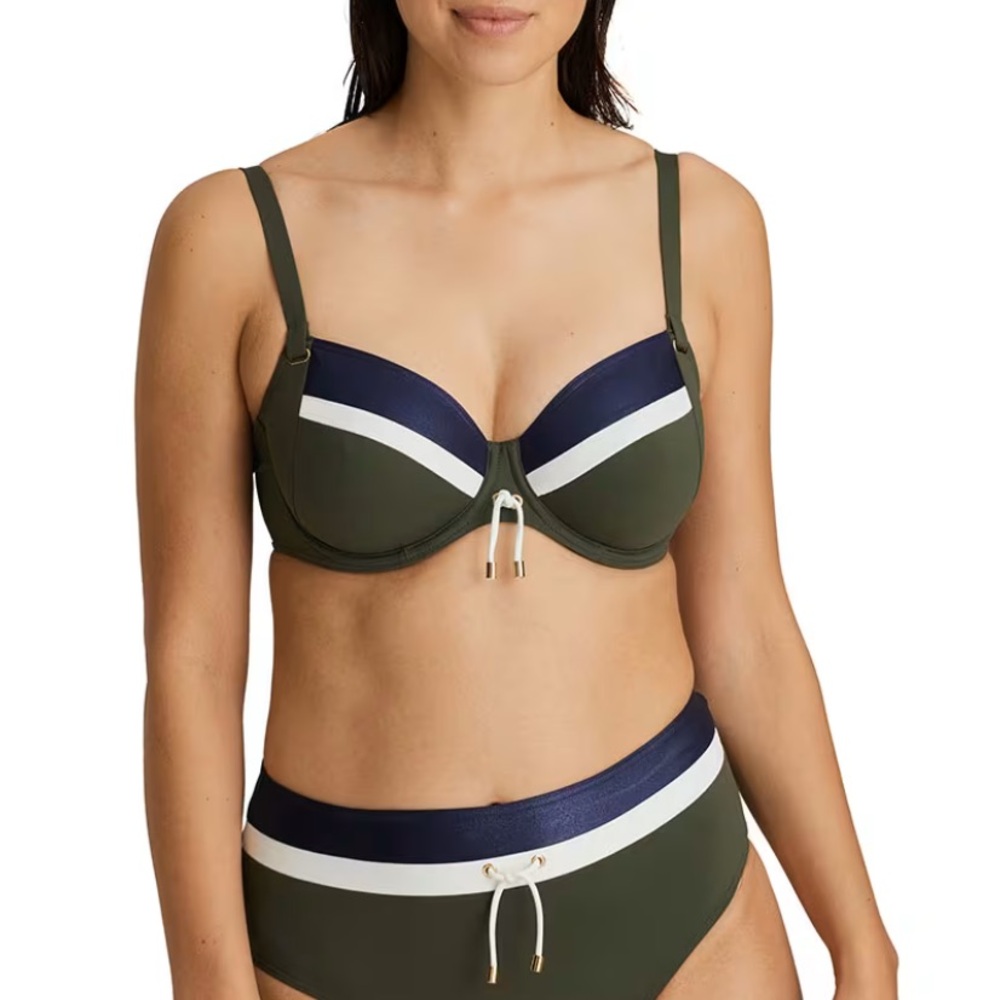 Prima Donna ocean drive olive navy bra swim bikini 38F/100F